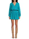 Ramy Brook Women's Vaira Lace Smocked Mini Dress In Blue