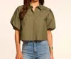 Ramy Brook Valeria Cotton Poplin Button Down Top In Olive Green In Green