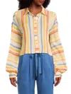 Ramy Brook Women's Vesta Striped Button-front Cover-up Shirt In Multi Stripe