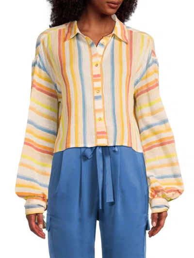 Ramy Brook Women's Vesta Striped Button-front Cover-up Shirt In Multi Stripe