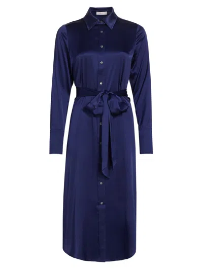 Ramy Brook Women's Victoria Stretch Silk Tie-waist Shirtdress In Blue