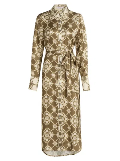 Ramy Brook Victoria Tile Print Long Sleeve Shirtdress In Multi