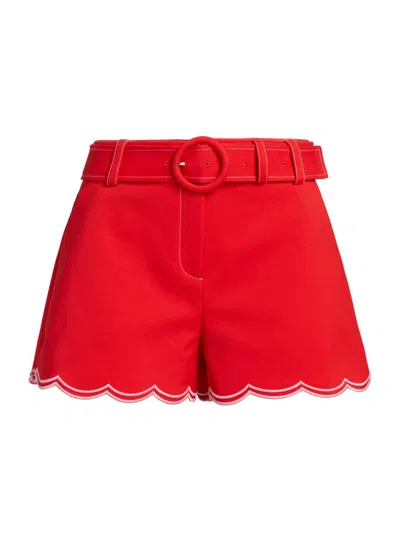 Ramy Brook Women's Violeta Cotton-blend Belted Shorts In Red
