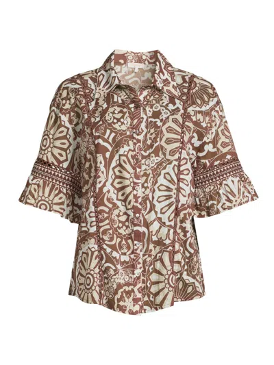 Ramy Brook Women's Violette Printed Cotton Cover-up Shirt
