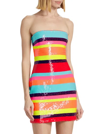 Ramy Brook Women's Winnie Sequined Stripe Minidress In Multi