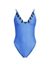Ramy Brook Women's Zoa Contrast-trim One-piece Swimsuit In Serene Blue Lacing