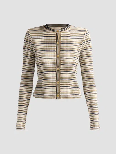 Ramy Brook Women's Zoe Striped Knit Cardigan In Neutral