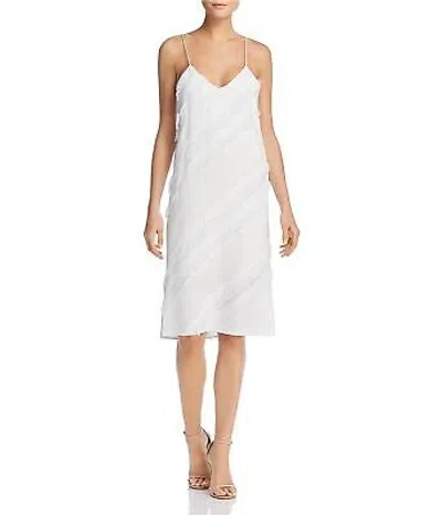 Pre-owned Ramy Brook Womens Fringe Trim A-line Dress In Natual