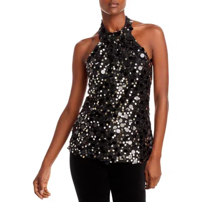 Ramy Brook Womens Paillettes Polyester Halter Top In Black