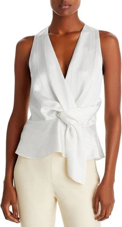 Pre-owned Ramy Brook Womens Sateen V-neck Halter Top L132124 Womens Size S In White