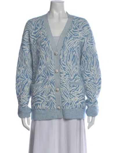 Pre-owned Ramy Brook Wool Animal Print Sweater In Blue