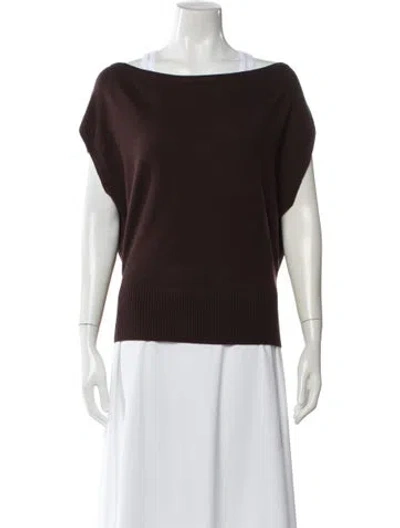 Pre-owned Ramy Brook Wool Bateau Neckline Sweater W/ Tags In Brown