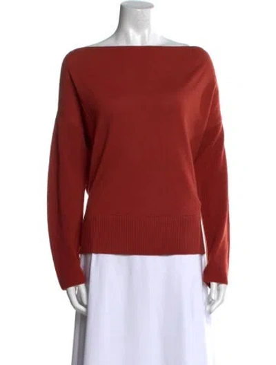 Pre-owned Ramy Brook Wool Bateau Neckline Sweatshirt W/ Tags In Orange