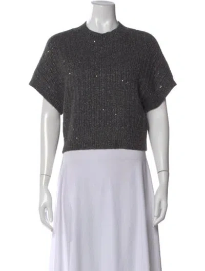 Pre-owned Ramy Brook Wool Crew Neck Sweater In Gray