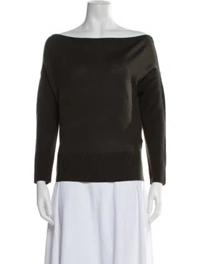 Pre-owned Ramy Brook Wool Off-the-shoulder Sweater In Green