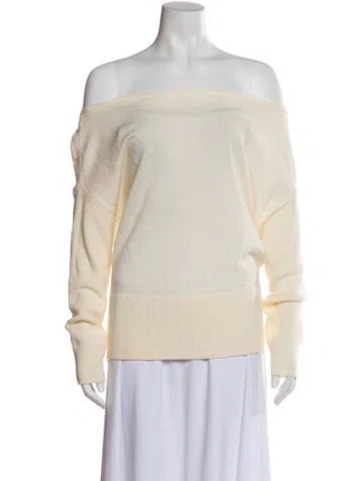 Pre-owned Ramy Brook Wool Off-the-shoulder Sweater In Neutral