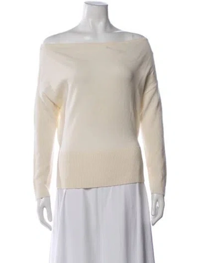 Pre-owned Ramy Brook Wool Off-the-shoulder Sweater In Neutrals