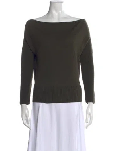 Pre-owned Ramy Brook Wool Off-the-shoulder Top In Green