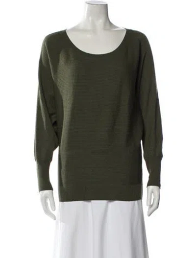 Pre-owned Ramy Brook Wool Scoop Neck Sweater In Green