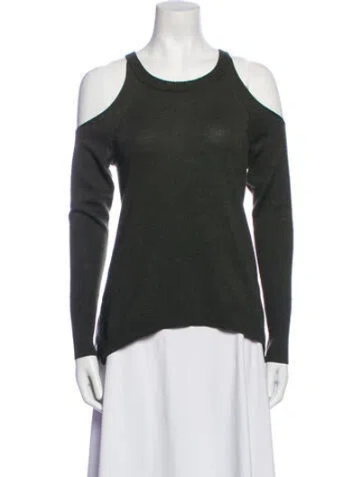 Pre-owned Ramy Brook Wool Scoop Neck Sweater In Green