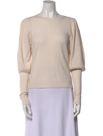 Pre-owned Ramy Brook Wool Scoop Neck Sweater In Neutral