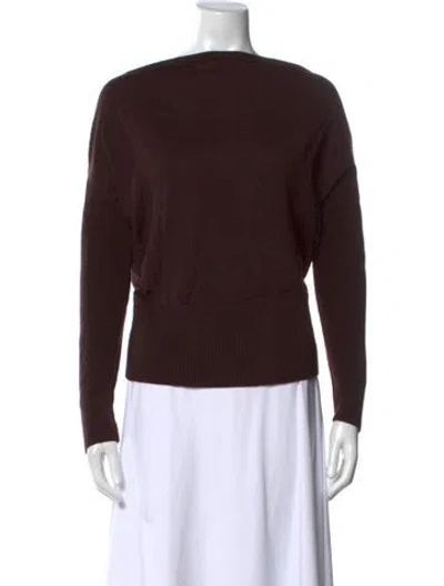 Pre-owned Ramy Brook Wool Scoop Neck Top In Brown