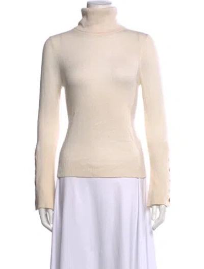 Pre-owned Ramy Brook Wool Turtleneck Sweater In Neutral