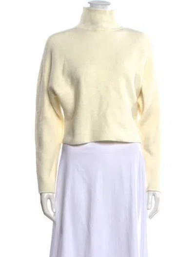 Pre-owned Ramy Brook Wool Turtleneck Sweater In Neutrals/yellow