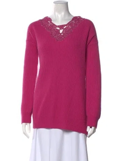 Pre-owned Ramy Brook Wool V-neck Sweater In Brown