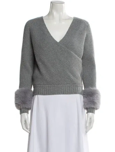 Pre-owned Ramy Brook Wool V-neck Sweater W/ Tags In Gray