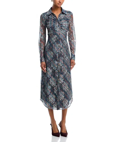Ramy Brook Wyatt Plaid Button Front Midi Dress In Blue