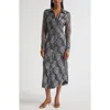Ramy Brook Wyatt Ruched Long Sleeve Shirtdress In Blue