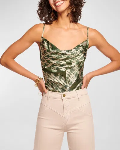 Ramy Brook Wynonna Cowl-neck Tank Top In Sage Burnout