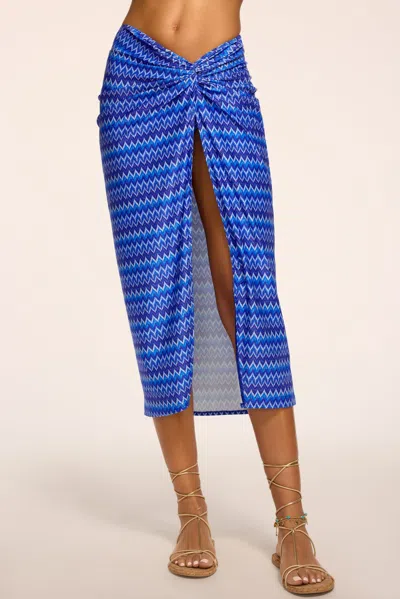 Ramy Brook Xana Chevron Glitter Coverup Skirt In Blue