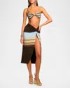 Ramy Brook Xana Striped Midi Beach Skirt In Beach Brown Stripe