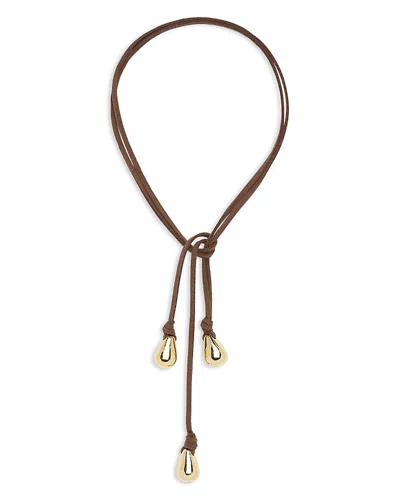 Ramy Brook Yara Triple Nugget Suede Lariat Necklace, 48 In Brown