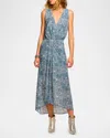 RAMY BROOK YUKA FLORAL CHAMBRAY BURNOUT MIDI DRESS