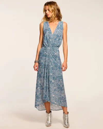Ramy Brook Yuka V-neck Midi Dress In Chambray Burnout
