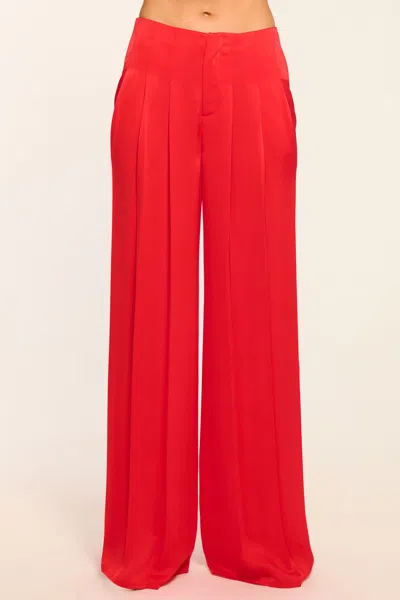 Ramy Brook Yvette Pleated Wide Leg Pant In Red