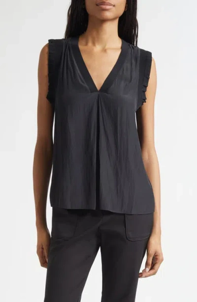 Ramy Brook Zandra Ruffle Trim Sleeveless Top In Black
