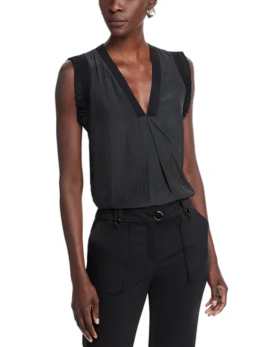 Ramy Brook Zandra Ruffle Trim Sleeveless Top In Black