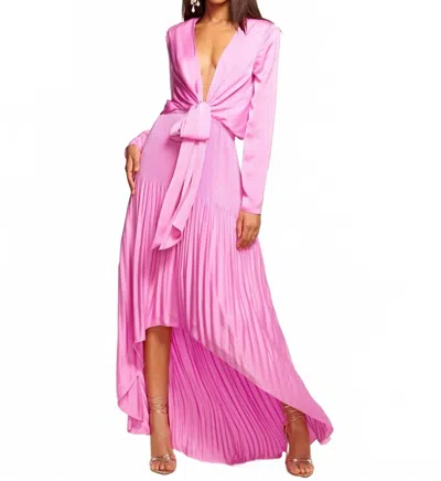 Ramy Brook Zaylee Pleated Maxi Dress In Pink Orchid In Gold