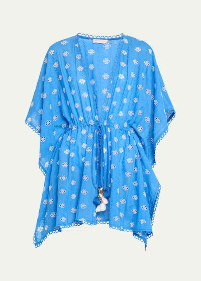 Ramy Brook Zelma Embroidered Caftan Coverup In Blue