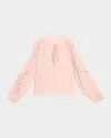 Ramy Brook Zenaida Eyelet Sleeve Top In Pink