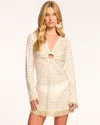 Ramy Brook Cassie Zigzag Long Sleeve Knit Cover-up Dress In Neutral