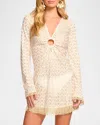 Ramy Brook Cassie Zigzag Long Sleeve Knit Cover-up Dress In Neutral