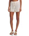Ramy Brook Mina Zig-zag Knit Shorts In White/gold