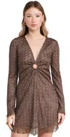 Ramy Brook Cassie Zigzag Long Sleeve Knit Cover-up Dress In Brown