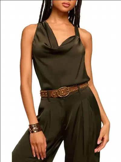 Ramy Brook Zoe Cowl Neck Tank Top In Deep Olive In Green
