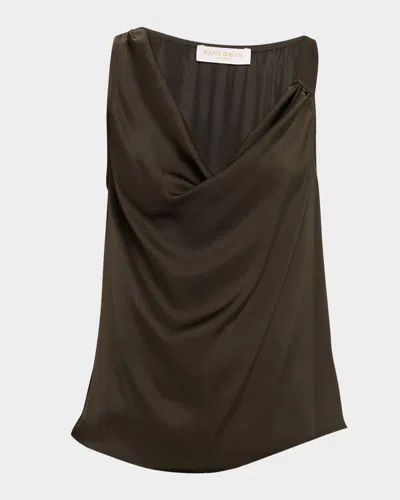 Ramy Brook Zoe Draped Satin Blouse In Green